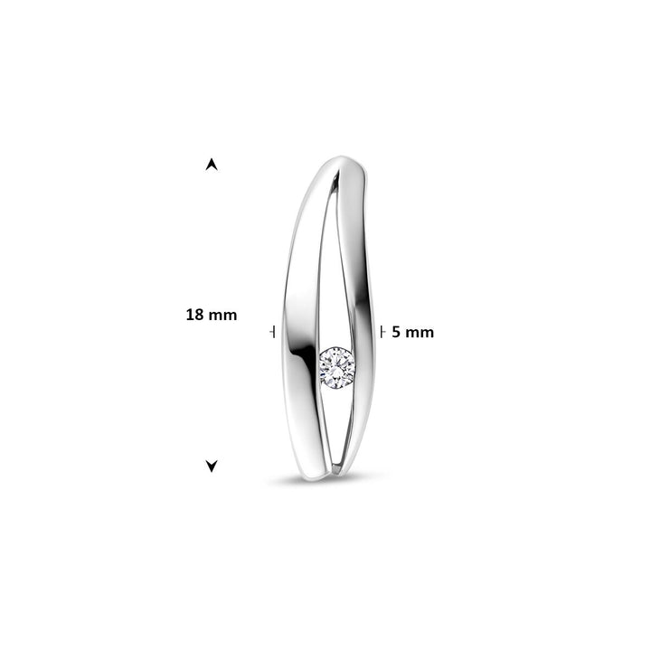 Zilveren hanger dames met lab grown diamant – gerhodineerd 18 mm