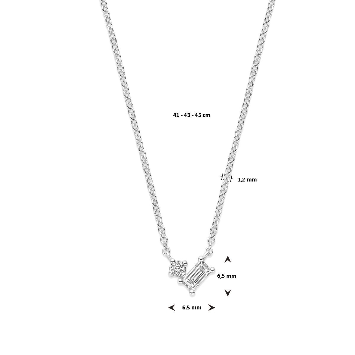 Witgouden dames ketting – 14k collier met diamant