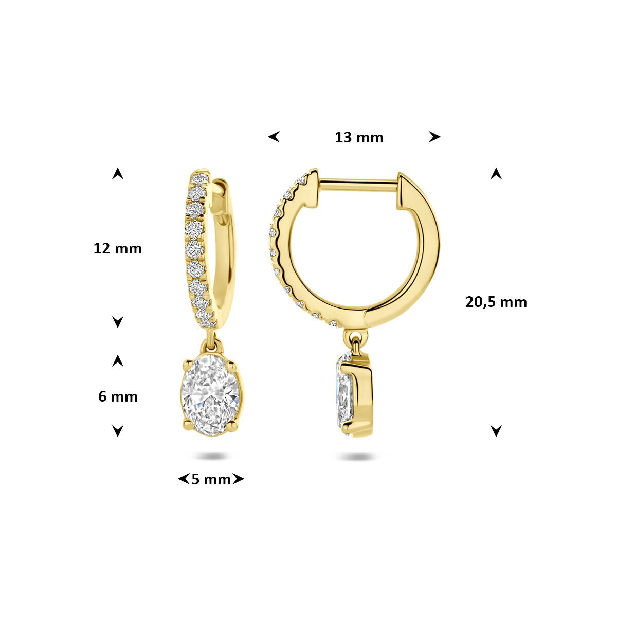 14k Gouden oorringen met lab grown diamant