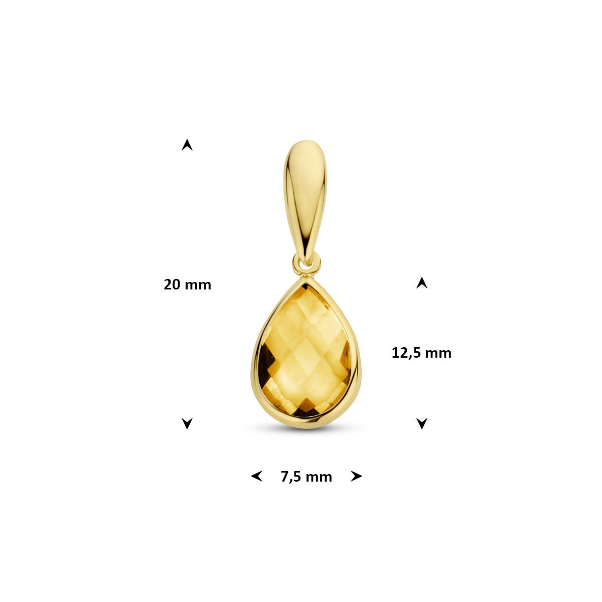9k geelgouden hanger met citrien