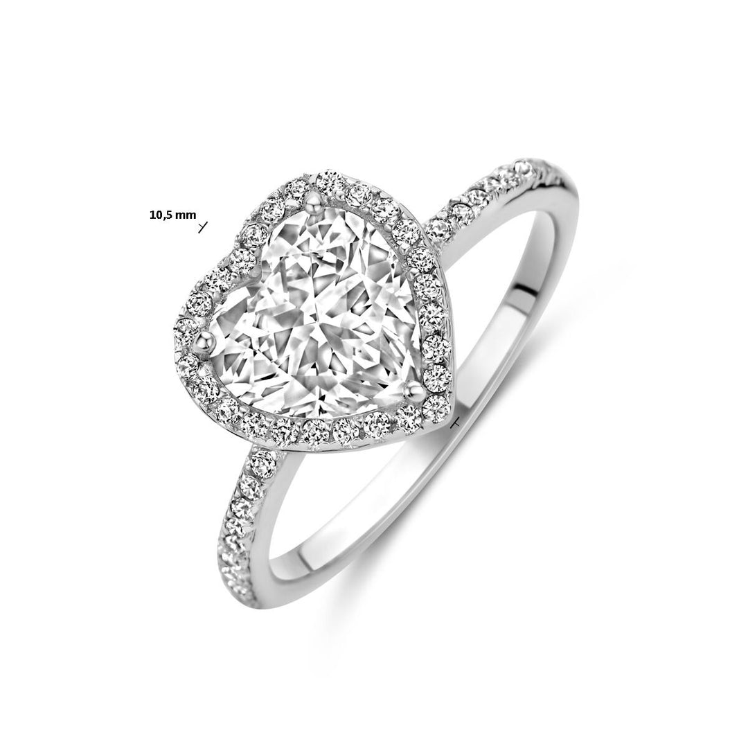 Zilveren dames ring – hartvorm met zirkonia