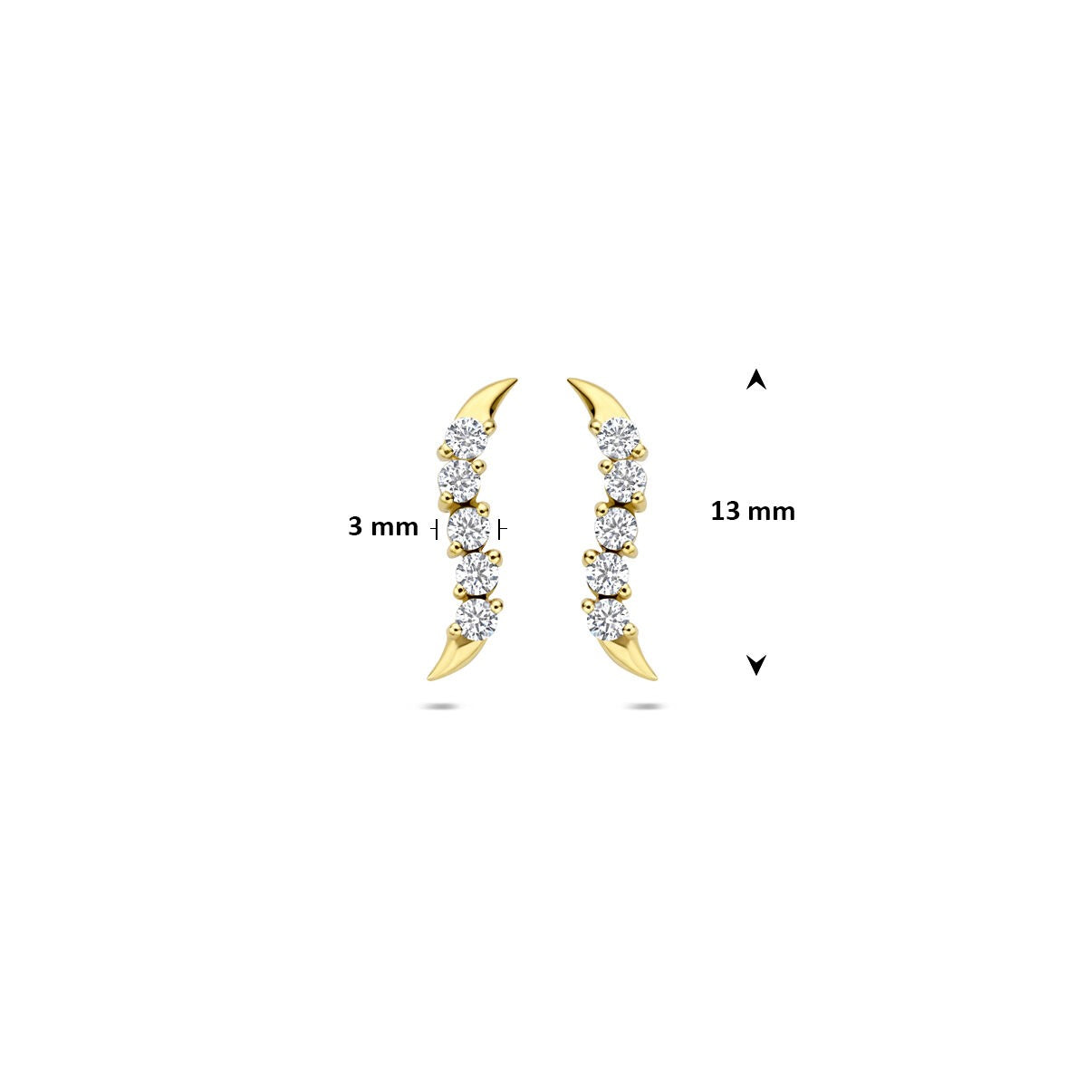 9k geelgouden oorknoppen met zirkonia