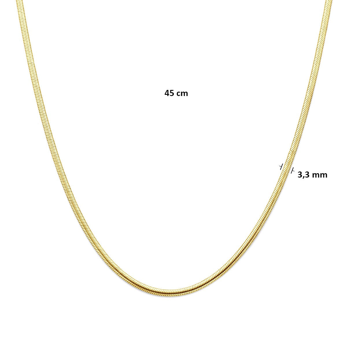 9k Geelgouden slangen collier met zilveren kern