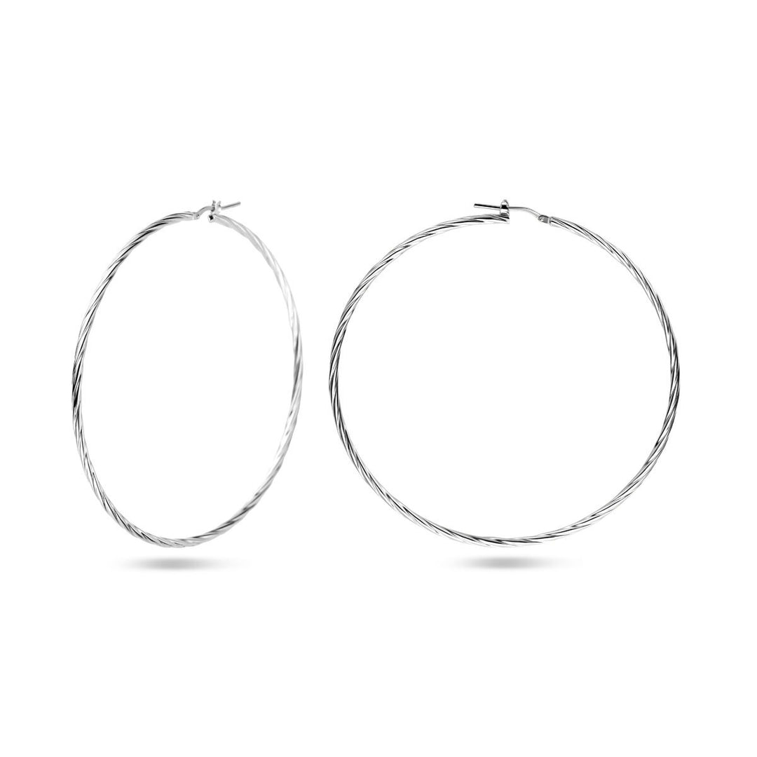 earrings twisted tube 2.5 mm silver rhodium plated