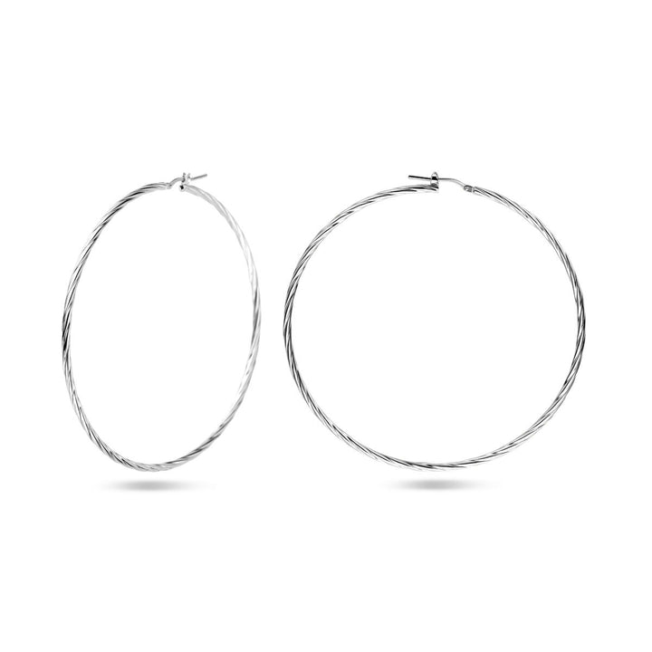 earrings twisted tube 2.5 mm silver rhodium plated
