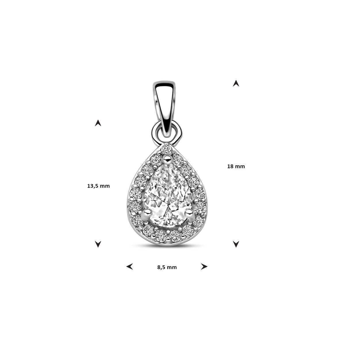 pendant zirconia halo silver rhodium plated