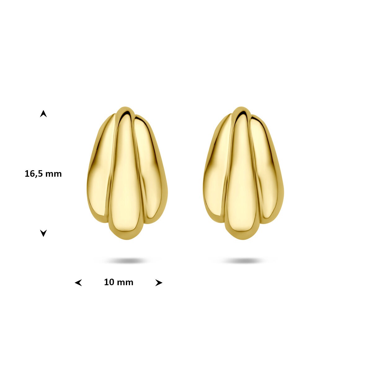 Verguld 925 Zilveren Stekeroorbellen 16,5 x 10 mm Dames