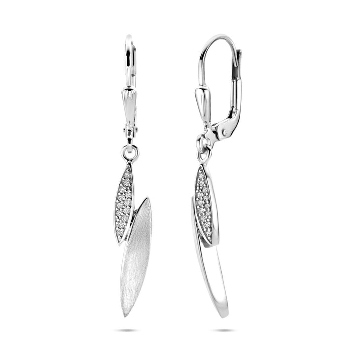Zilveren oorhangers met zirkonia – gerhodineerd