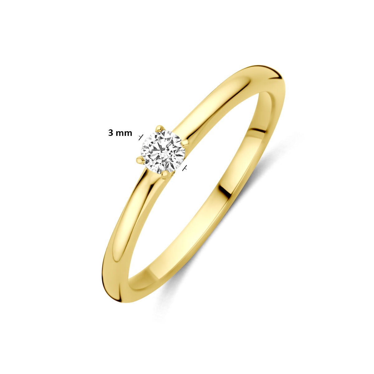 14k Geelgouden ring met 0.10ct lab grown diamant