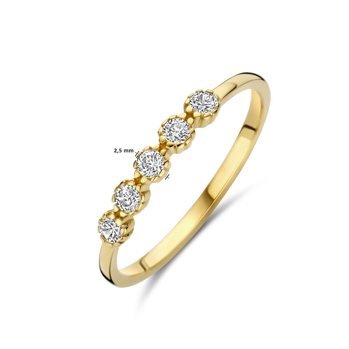 9k Geelgouden ring met zirkonia