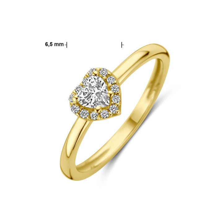 14k Geelgouden Ring met Hartvormige Zirkonia – 6.5mm