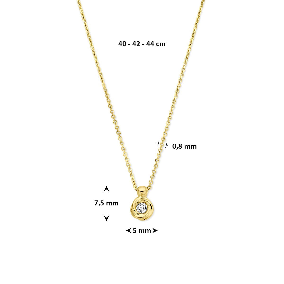 14k Geelgouden ketting met lab grown diamant