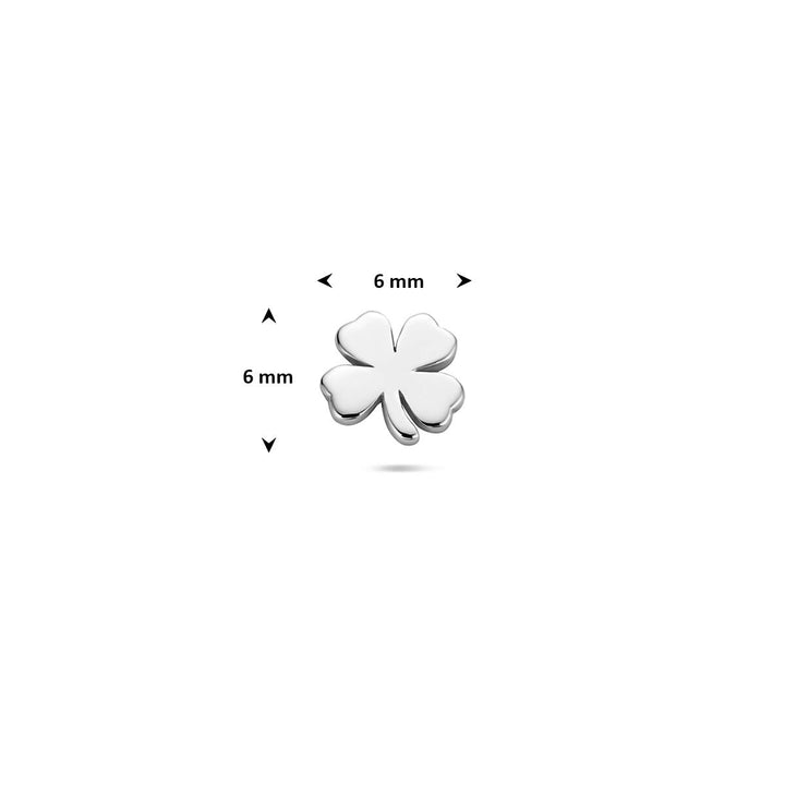 Zilveren flat back piercing klavertje – gerhodineerd 925