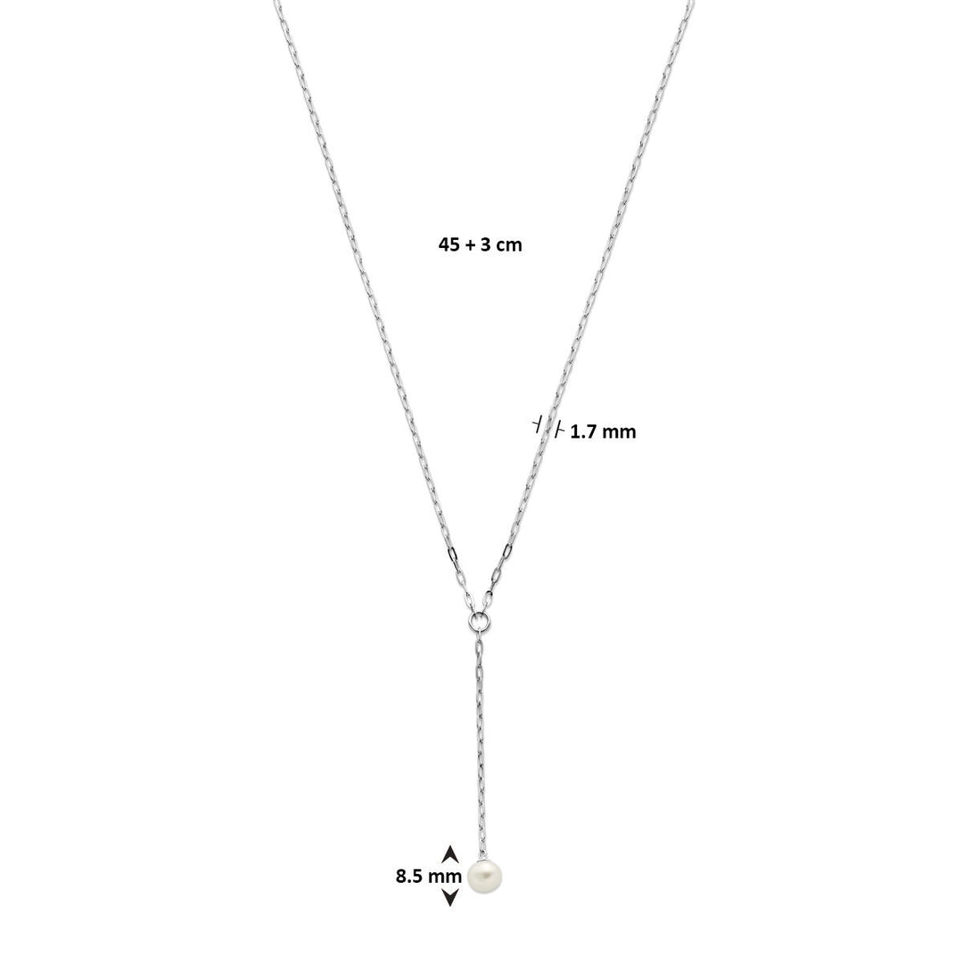 y-collier parel 1,7 mm 45 + 3 cm zilver gerhodineerd