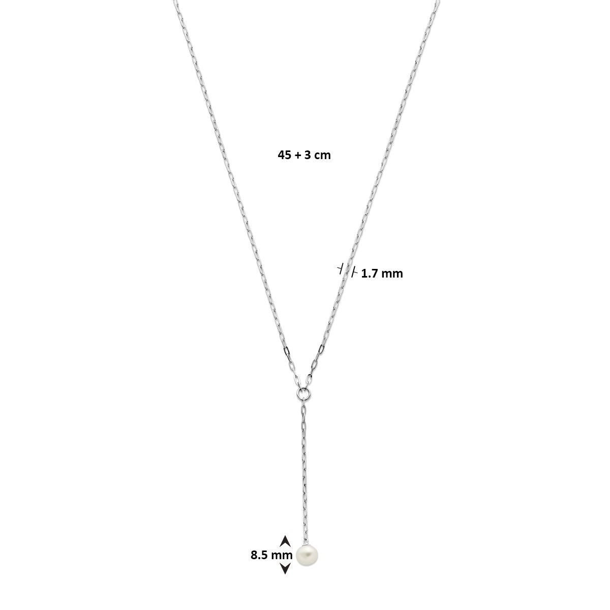 y-collier parel 1,7 mm 45 + 3 cm zilver gerhodineerd