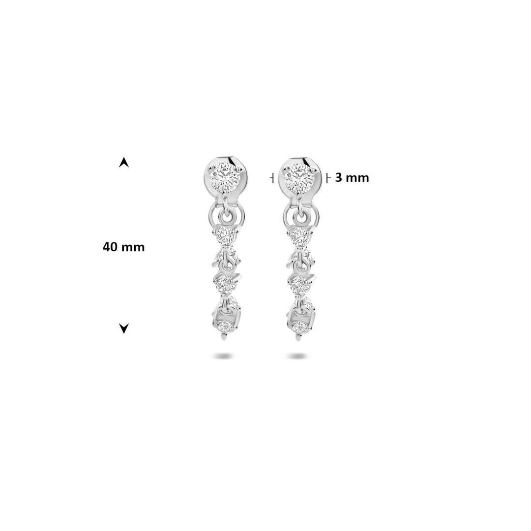 Gerhodineerd zilveren oorbellen met zirkonia – 40 mm dames oorhangers in briljant chatonzetting