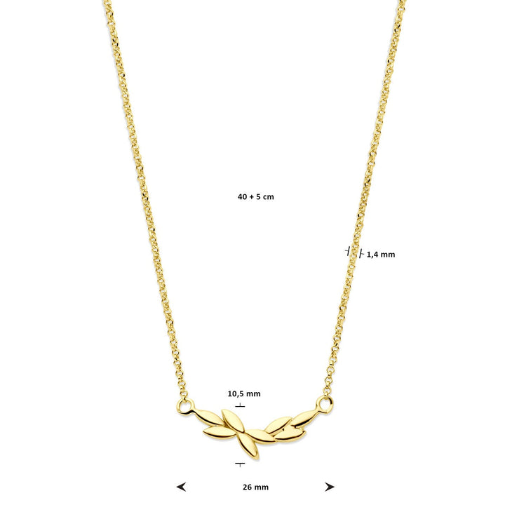 Van der Kooij Collection - necklace 1.4 mm 40 + 5 cm 3 micron silver gold plated (yellow)