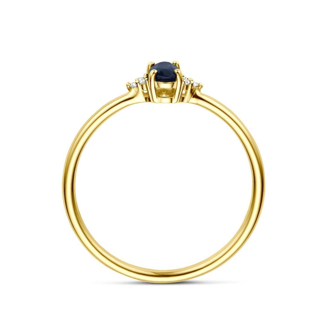 Gouden ring met saffier en diamant – 14k