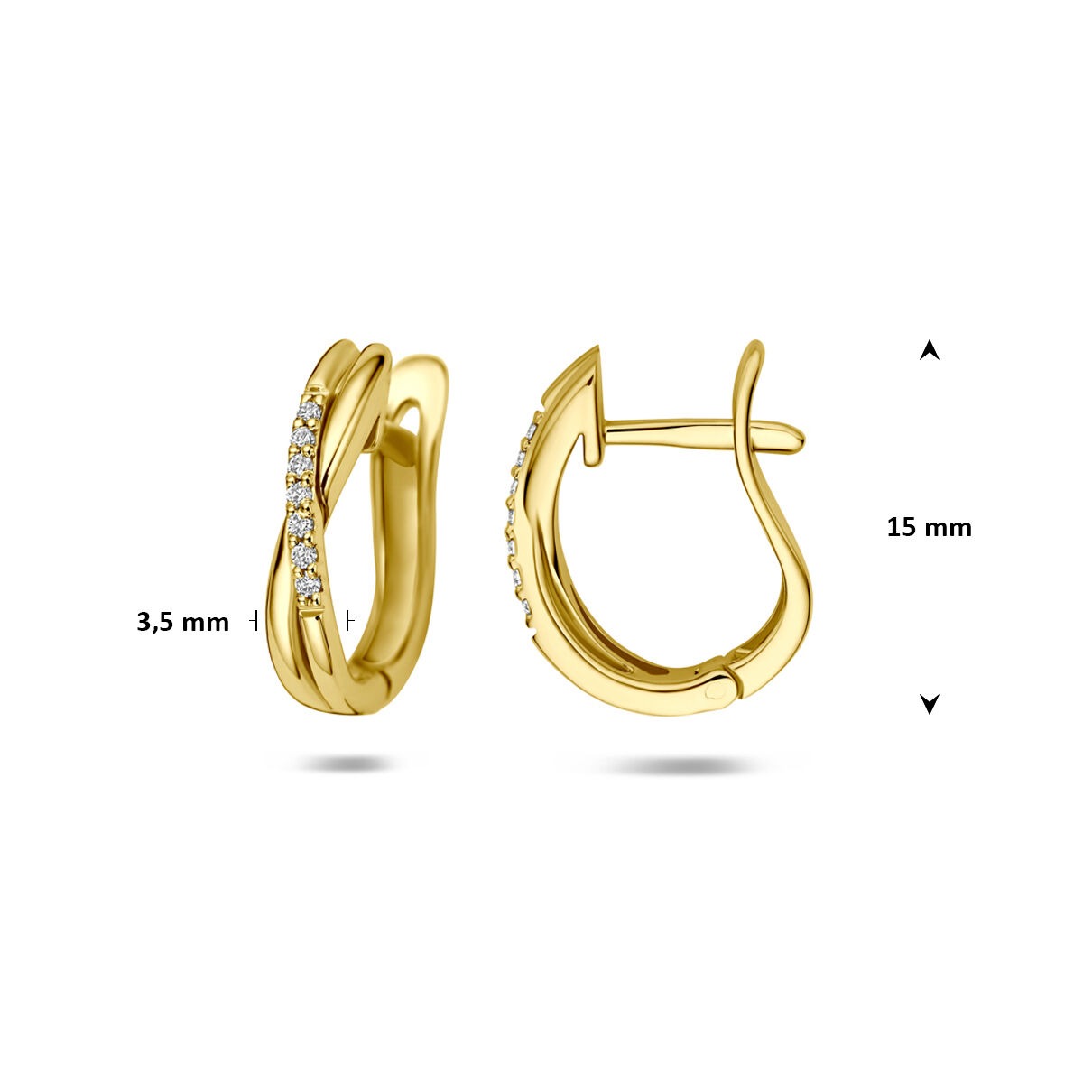 14k Geelgouden klapoorringen met lab grown diamant