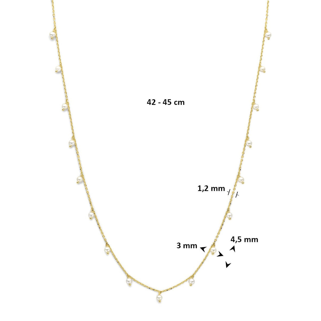 14k Geelgouden collier met parels