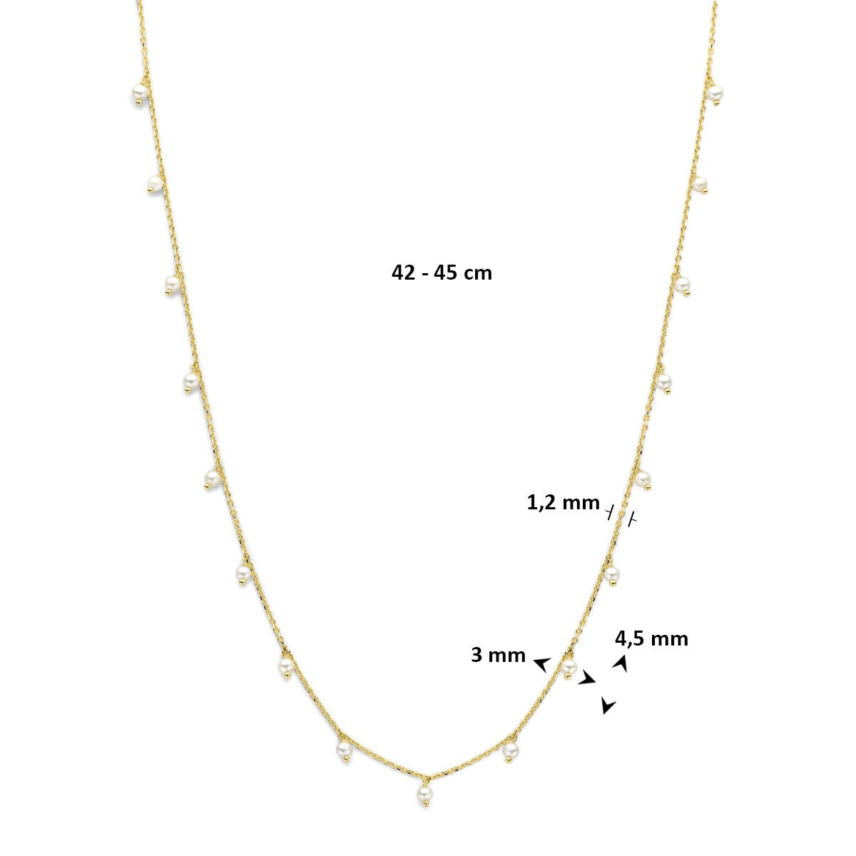 14k Geelgouden collier met parels