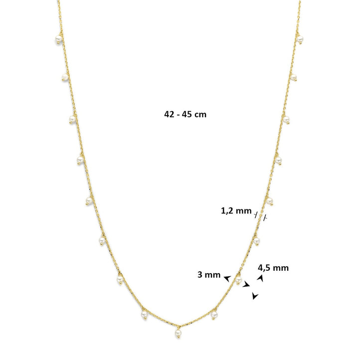 14k Geelgouden collier met parels