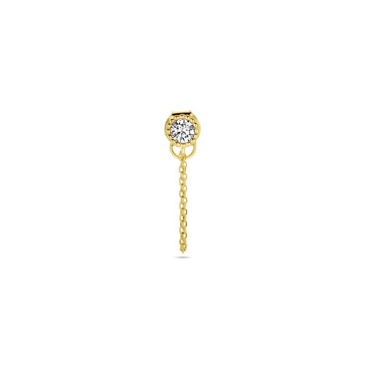 ear stud zirconia per piece 14K yellow gold