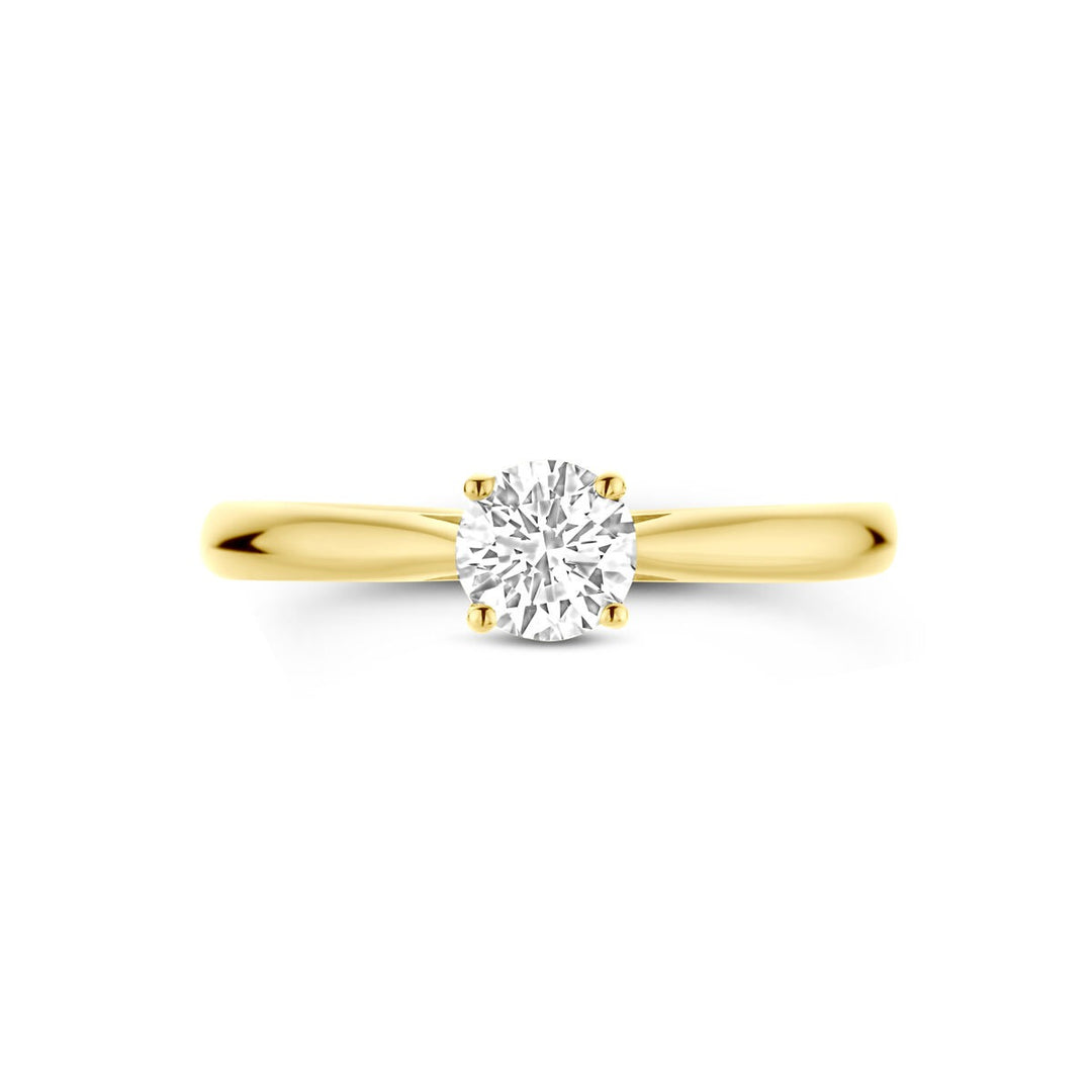 14k Geelgouden damesring met 0.50ct lab grown diamant
