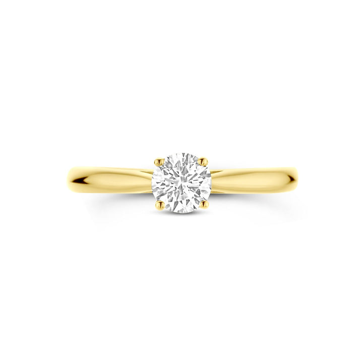 14k Geelgouden damesring met 0.50ct lab grown diamant
