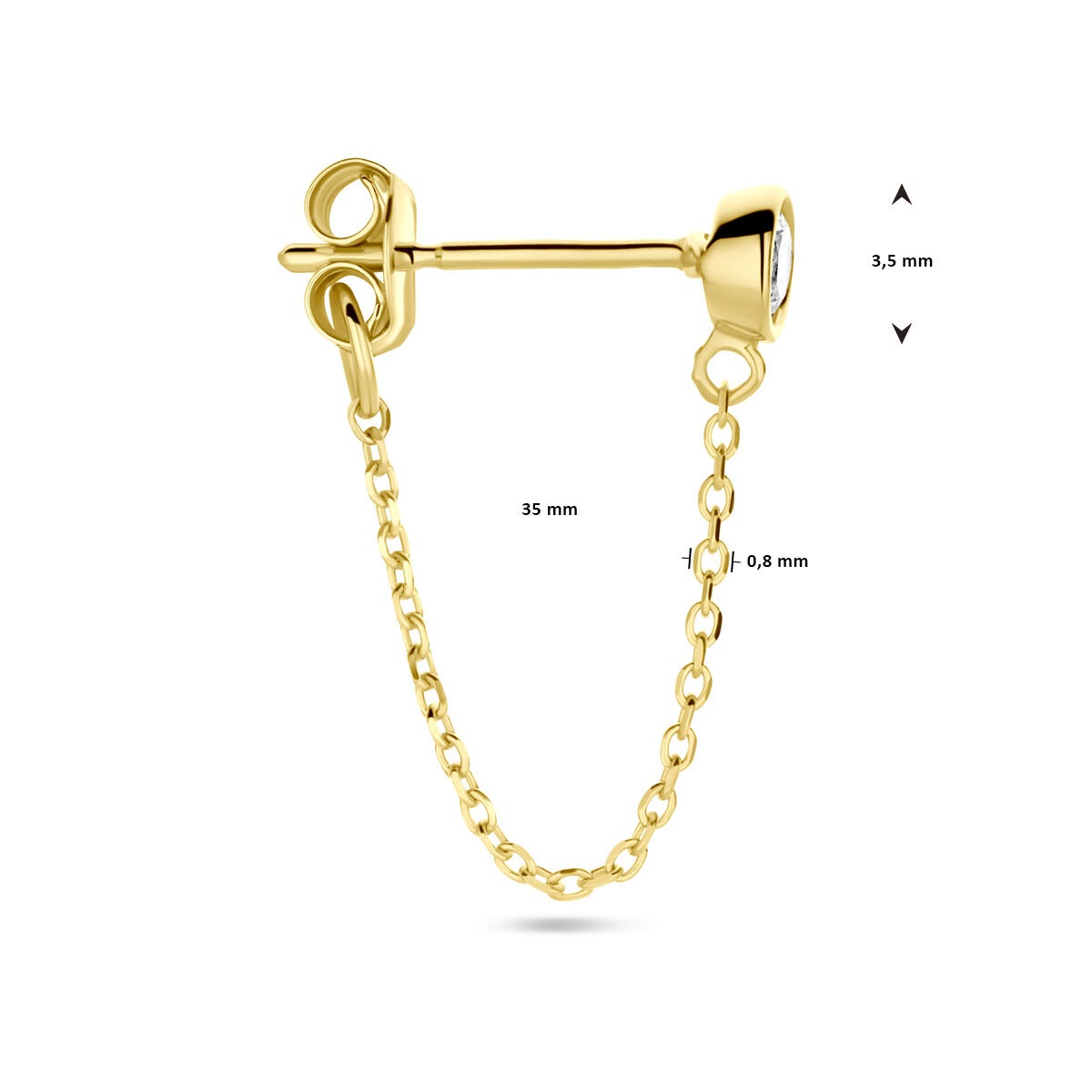 ear stud zirconia per piece 14K yellow gold