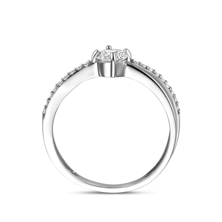 Gerhodineerd zilveren ring met zirkonia in entourage zetting