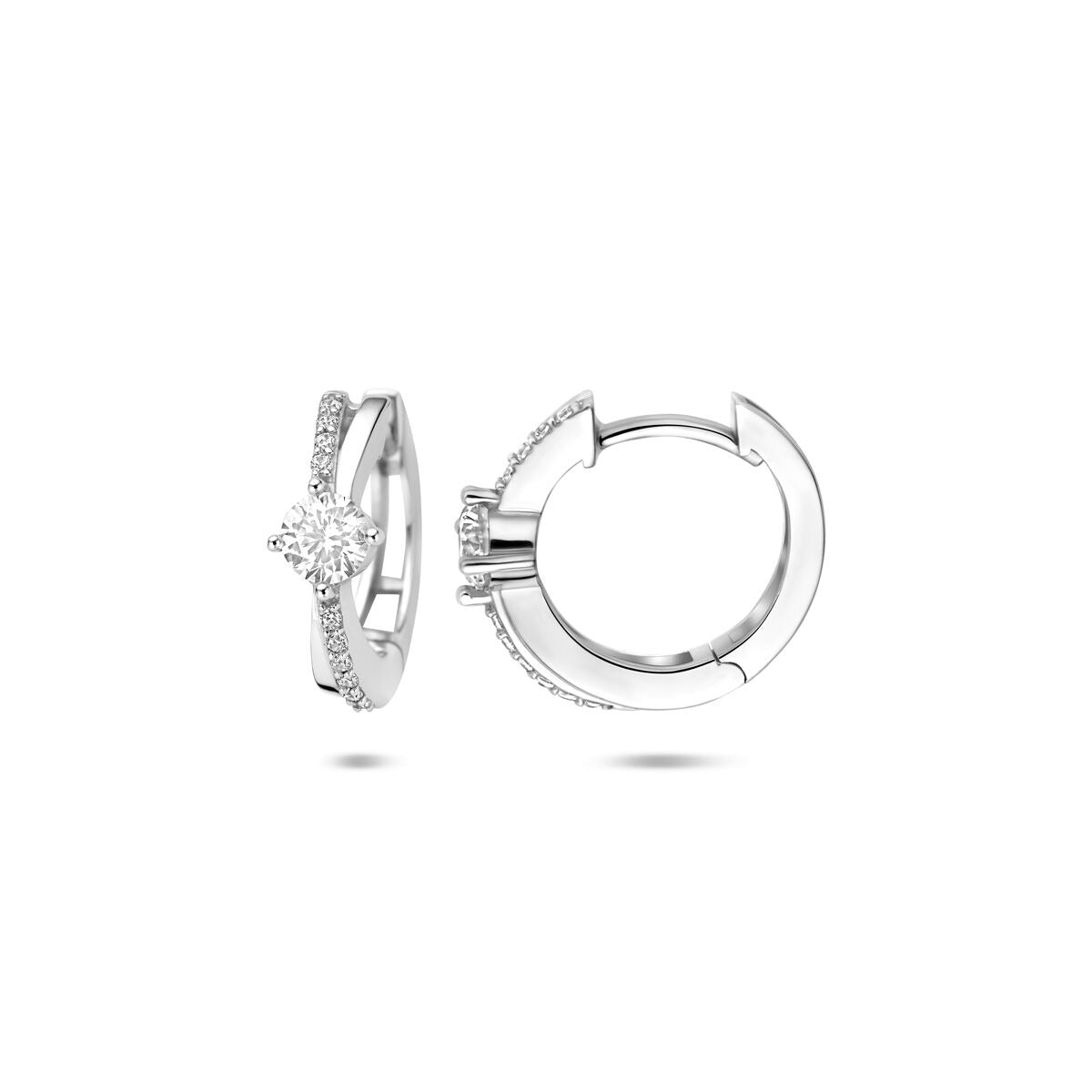 Zilveren klapoorringen met zirkonia – gerhodineerd 925 zilver