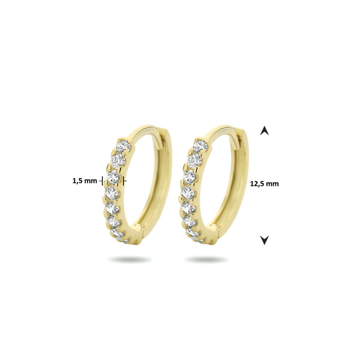 9k Geelgouden Klapoorringen met Zirkonia 12.5 x 1.5 mm