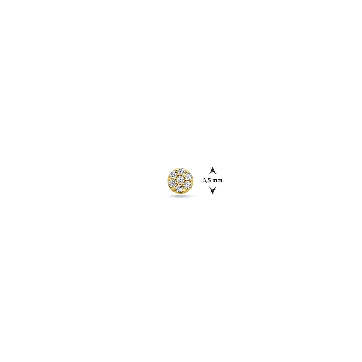 9k Geelgouden flat back piercing met pavé zirkonia 3,5 mm