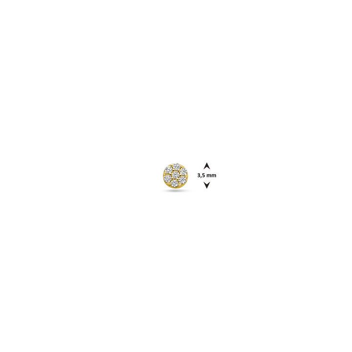 9k Geelgouden flat back piercing met pavé zirkonia 3,5 mm