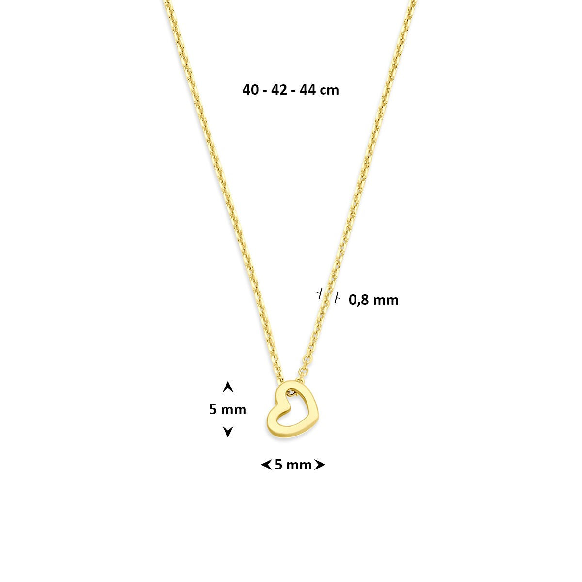 14k Geelgouden ketting met hartje