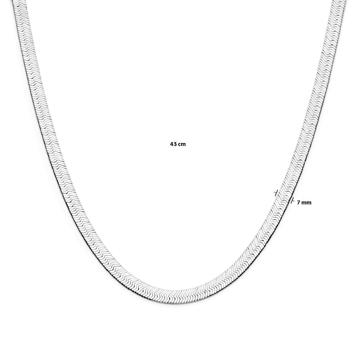 Zilveren dames ketting – gerhodineerd collier met omega schakel