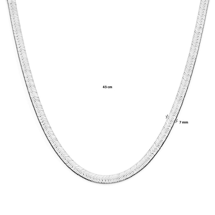 Zilveren dames ketting – gerhodineerd collier met omega schakel
