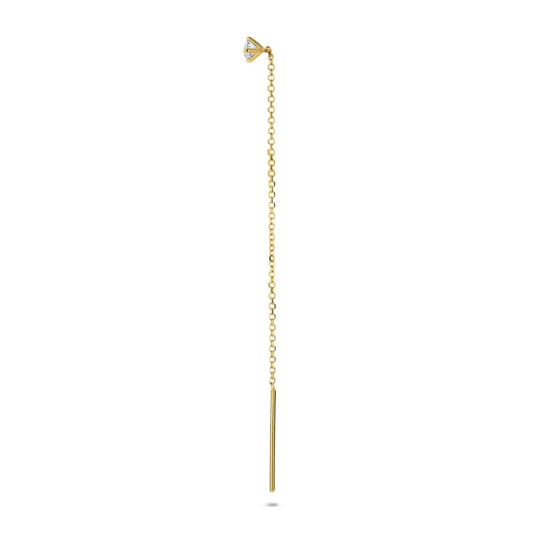 14k Geelgouden doortrekoorbel met lab grown diamant – per stuk verkocht