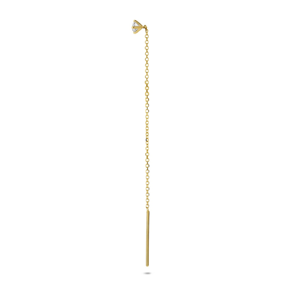14k Geelgouden doortrekoorbel met lab grown diamant – per stuk verkocht