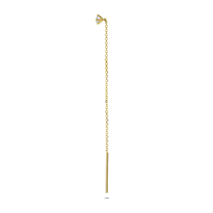 14k Geelgouden doortrekoorbel met lab grown diamant – per stuk verkocht