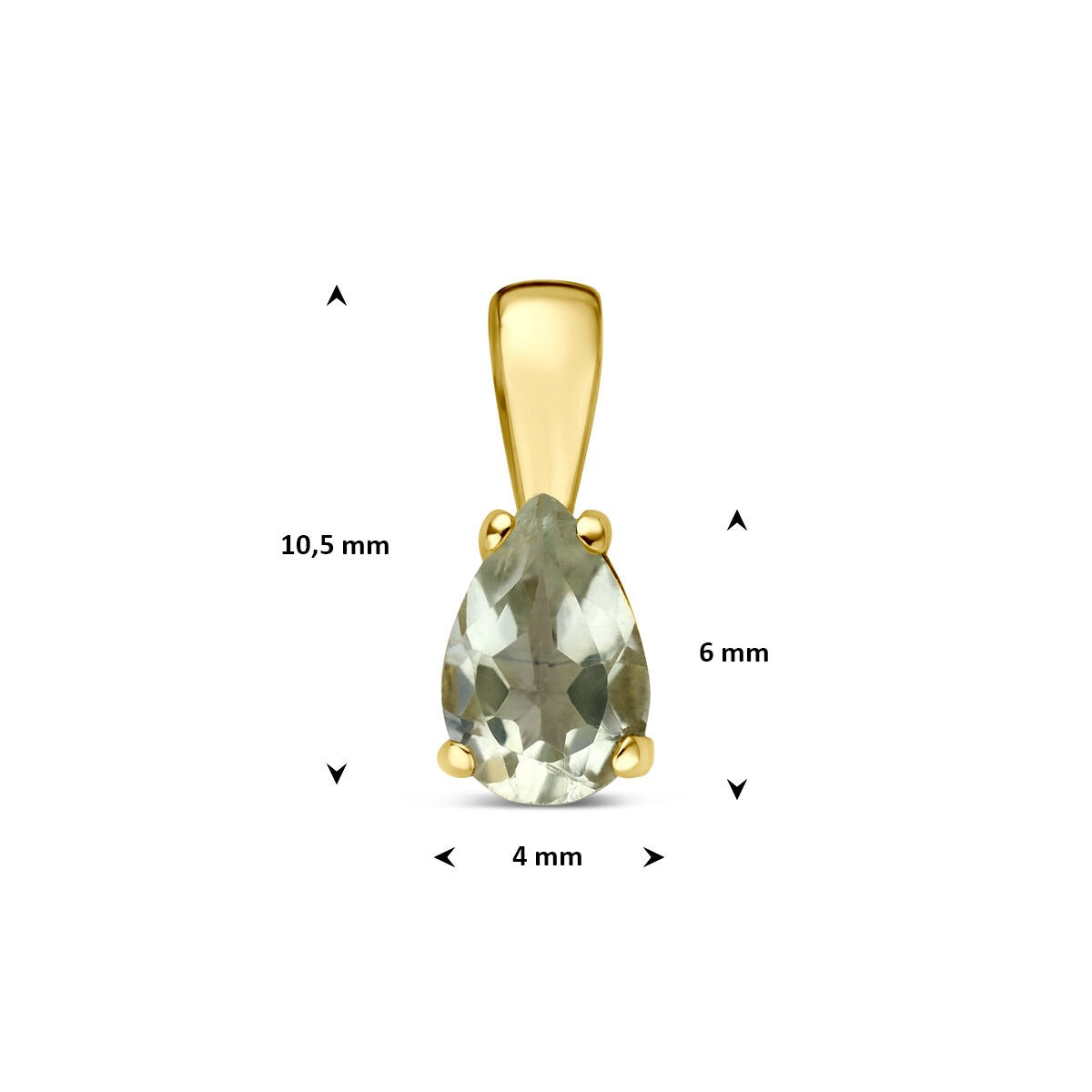14k Geelgouden hanger met groene amethist