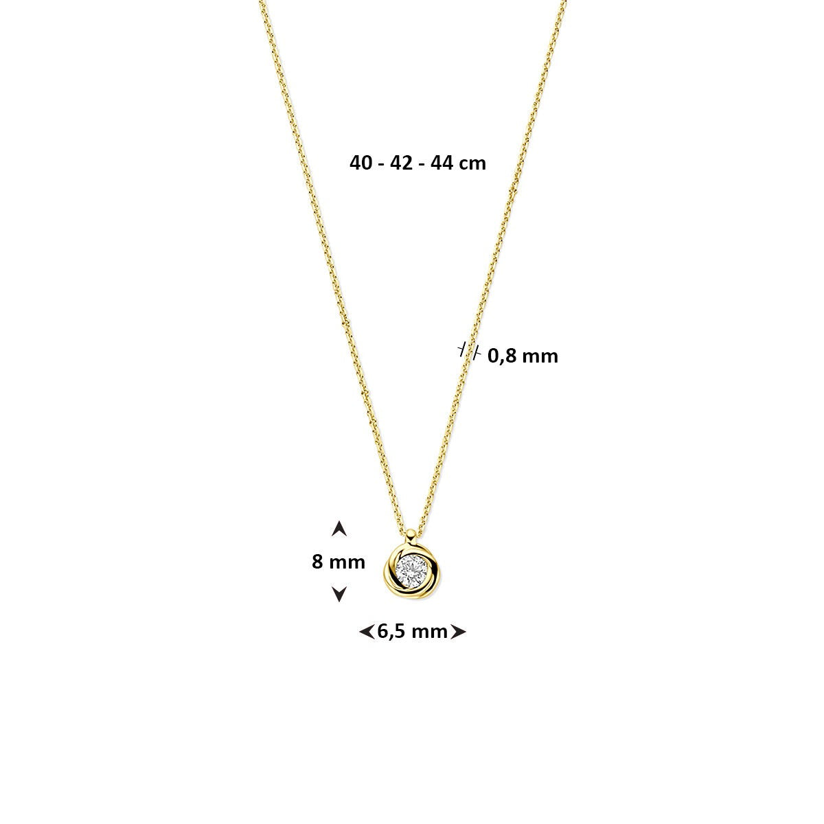 Gouden Collier 14k met Zirkonia – Jasseron Schakel