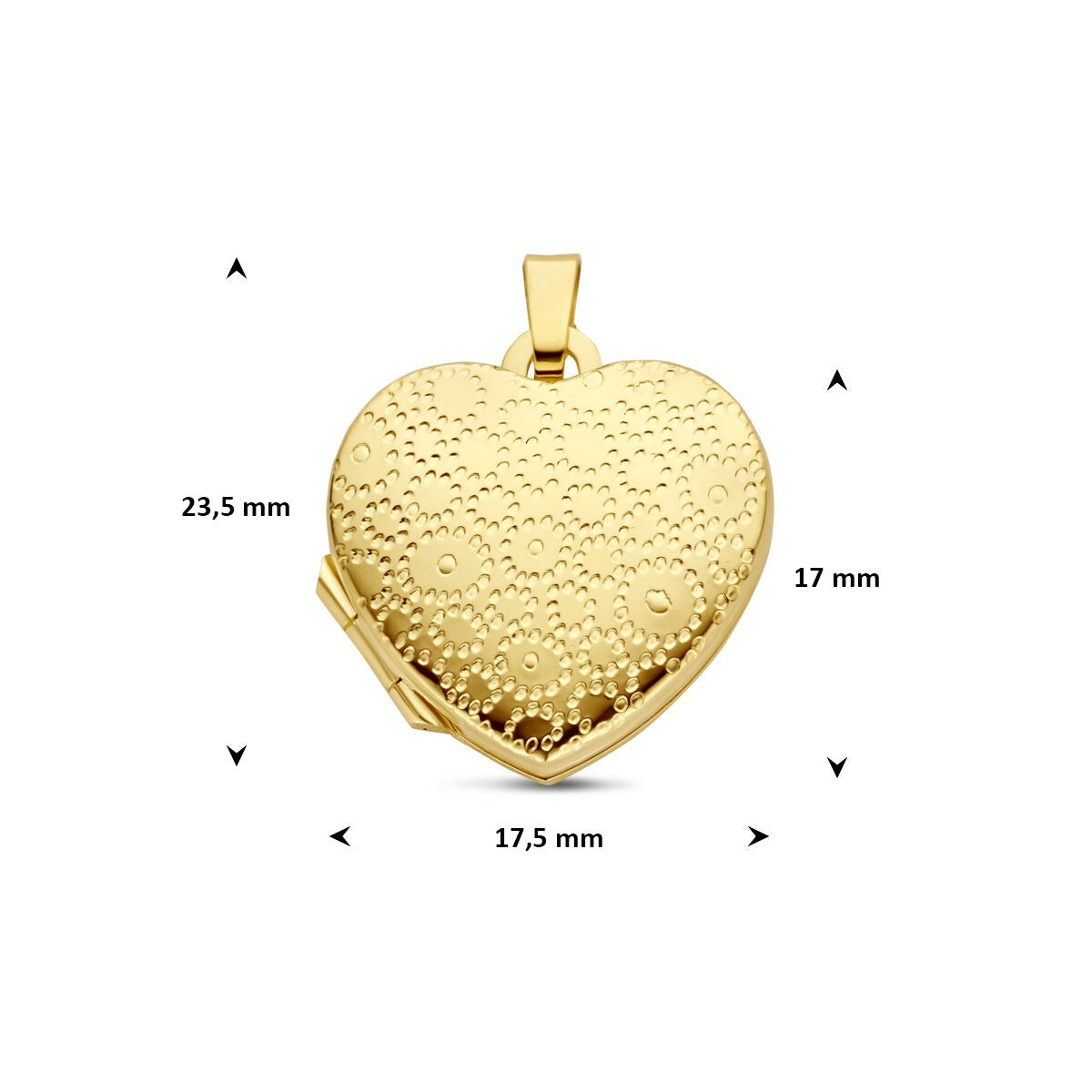 14k geelgouden hartvormig medaillon met gravure – romantiek en herinnering in één