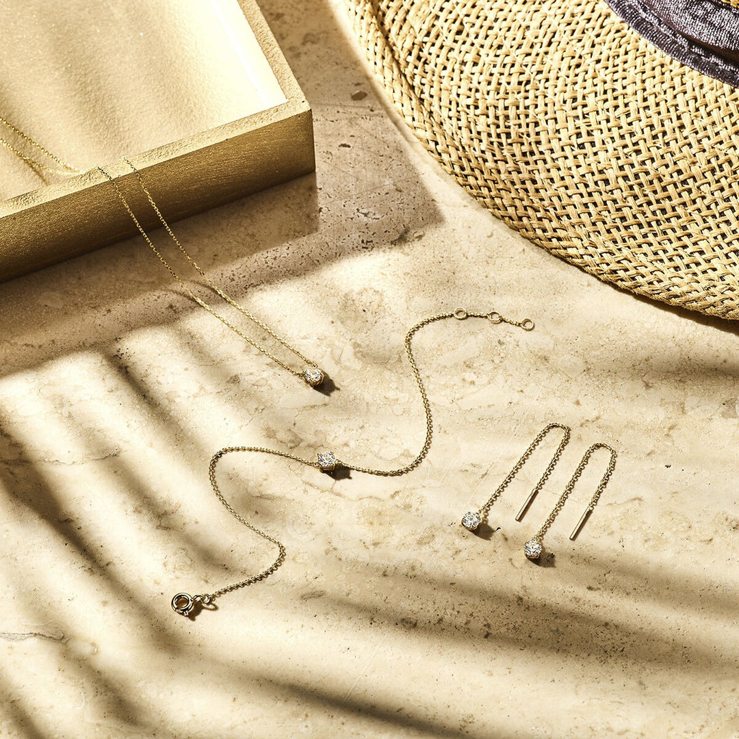 zirconia necklace 40 - 42 - 44 cm 14K yellow gold