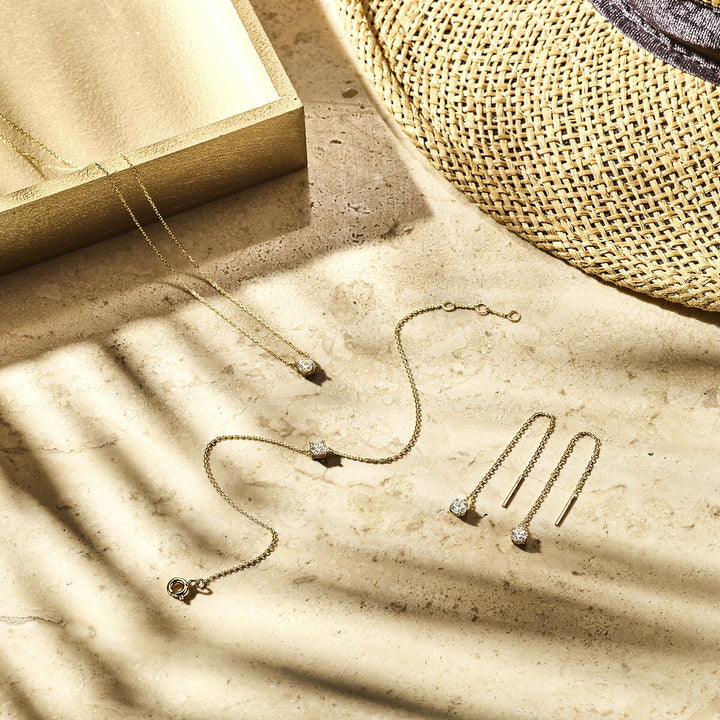 zirconia necklace 40 - 42 - 44 cm 14K yellow gold