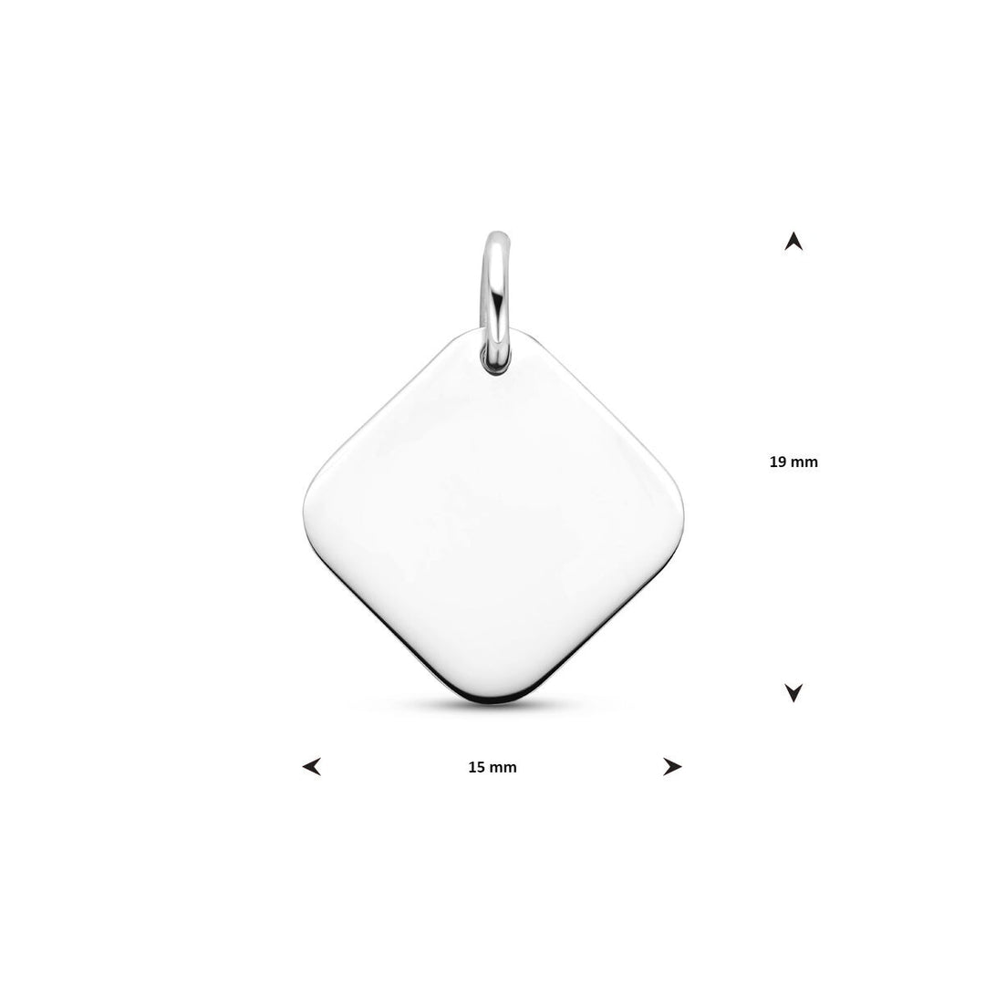 925 Gerhodineerd Zilveren Graveerhanger Vierkant