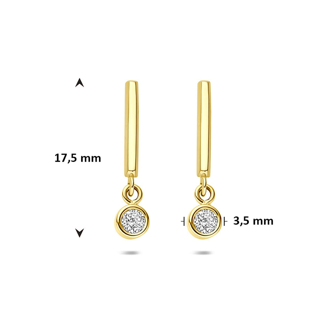 14k Geelgouden oorhangers met briljant geslepen zirkonia
