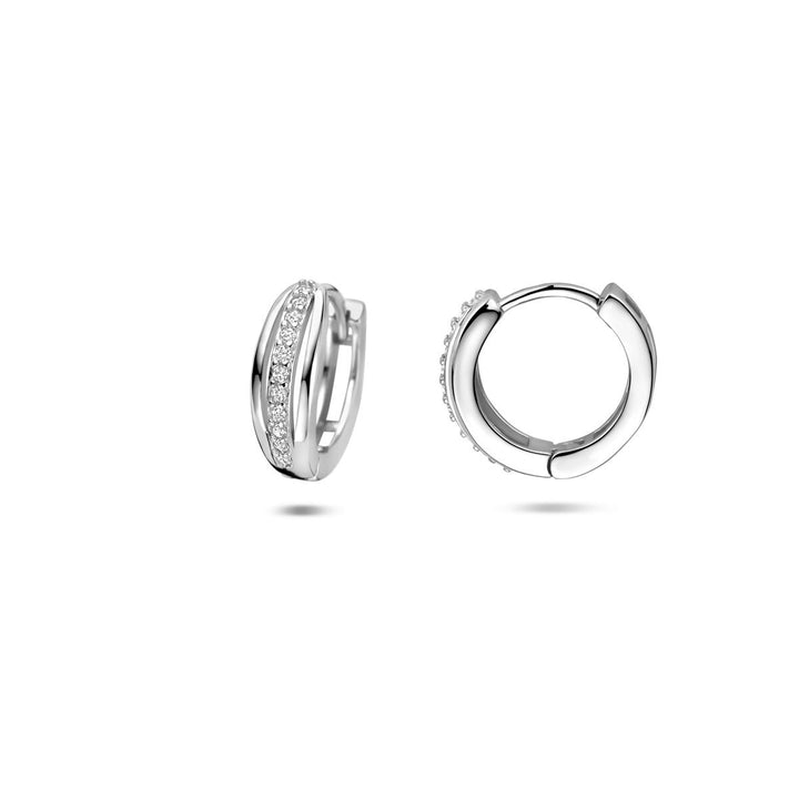 Zilveren klapoorringen met zirkonia – gerhodineerd 925 zilver