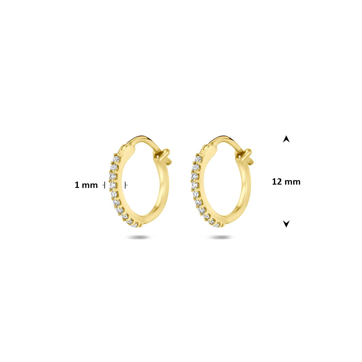 14k Geelgouden oorringen met zirkonia